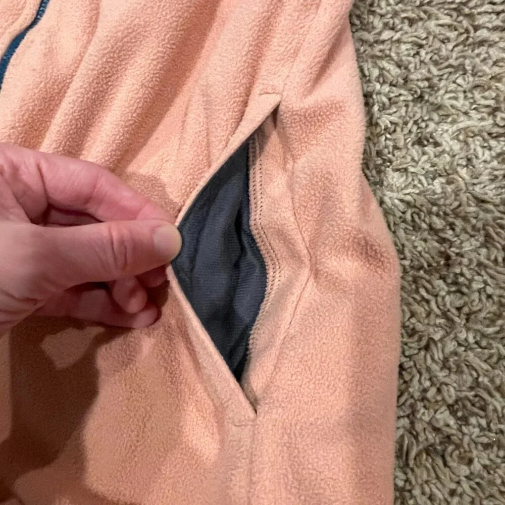 Patagonia Kids Micro D Snap-T Full Zip Hooded Fleece Jacket Pink/Orange Sz L 12 - Picture 7 of 9